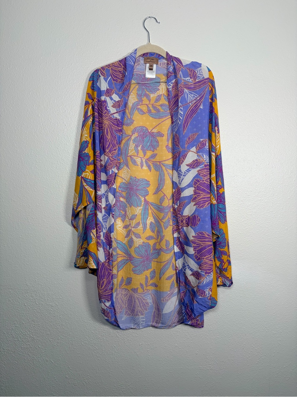 Anthropologie Floral Kimono Jacket - Purple & Yellow